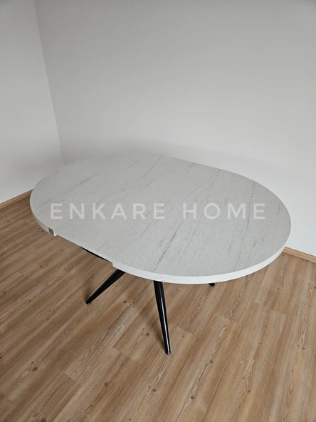 Enkare Oliva Masa - Yuvarlak Açılabilir Mdf Masa - Yenisey, Siyah Ayak - 4