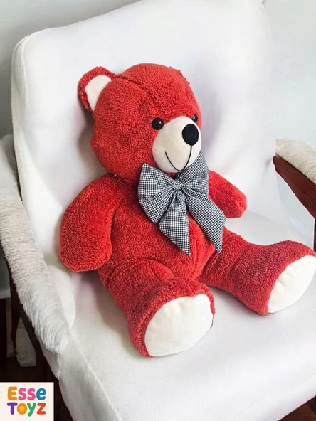 80 cm Kiremit Rengi Oturan Peluş Ayı – Yumuşacık Uyku Arkadaşı | Sevimli Hediye Ayıcık - Resim 4