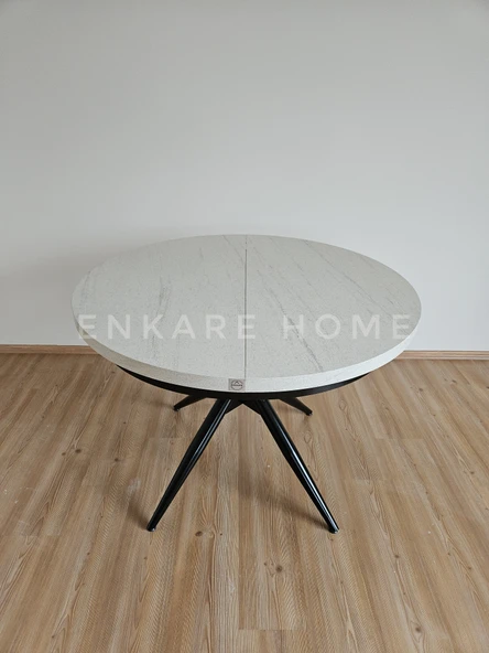 Enkare Oliva Masa - Yuvarlak Açılabilir Mdf Masa - Yenisey, Siyah Ayak - 3
