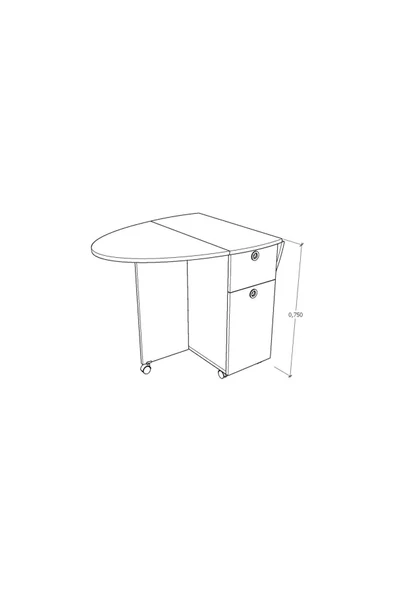 Asra Trend MDF Oval Katlanır Mutfak Yemek Çalışma Masası, Çekmece+Dolap, Beyaz-Afrika Ceviz, KM-06 - Resim 6