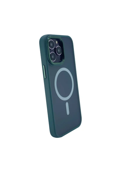 Nettech  İphone 13 Pro Max Uyumlu Metal Kamera Çerçeveli Magsafe Seri Arka - Yeşil - 2