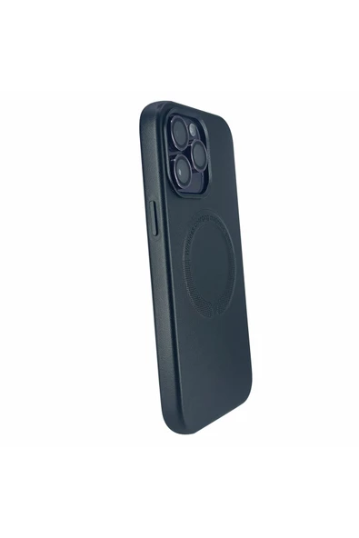 Nettech  İphone 13 Pro Uyumlu Deri Magsafe Seri Arka Koruma Kılıf - Siyah - 2
