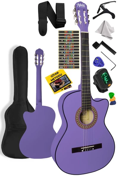 Midex CG-395PRP Klasik Gitar 4/4 Sap Ayarlı Kesik Kasa Full Set (Çanta Askı Tuner Metod Pena)
