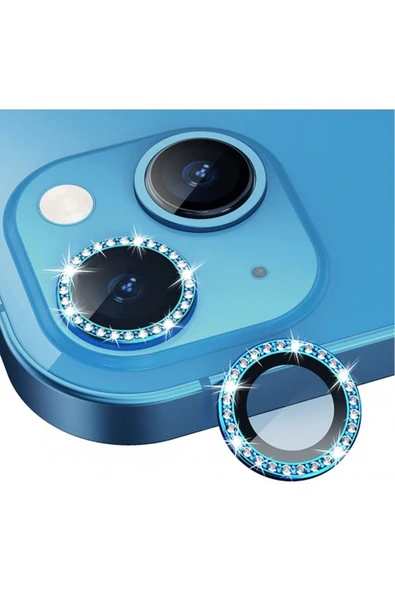 Nettech  Apple iPhone 11 Pro Uyumlu Taşlı Model Kamera Cam Koruyucu - Mavi
