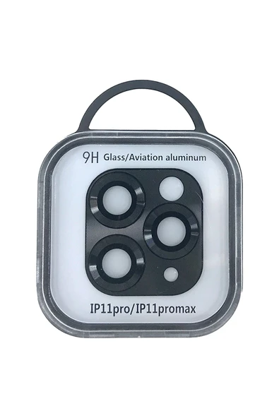 Nettech  Apple Iphone 11 Pro Uyumlu Metalik Seri Kamera Cam Koruyucu - Siyah - Resim 2