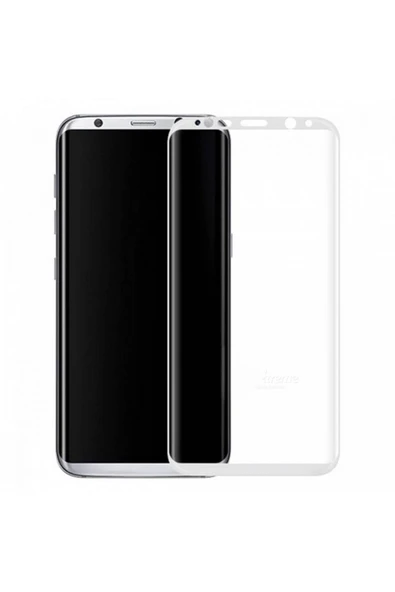 Helt  Samsung Galaxy G955 S8 Plus Uyumlu 3D SuperGlass Full Cam Koruyucu - Beyaz