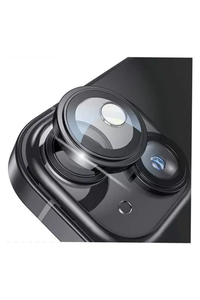 Nettech  İphone 15 Uyumlu Safir Lens Kamera Cam Koruyucu - Siyah