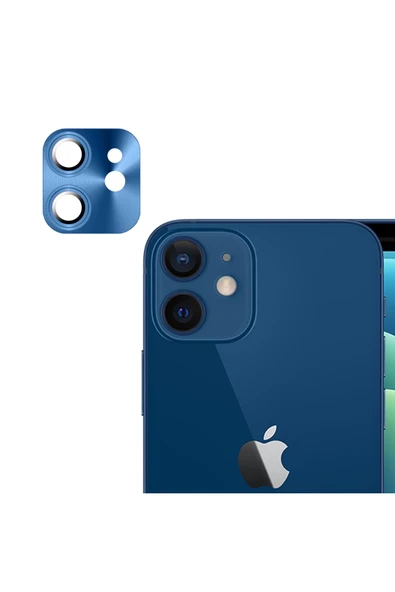 Nettech  Apple Iphone 11 Uyumlu Metalik Seri Kamera Cam Koruyucu - Mavi