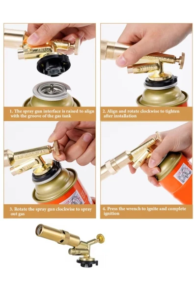 Depolife Şaloma Metal Pürmüz Başlık ve 3 adet Gaz Seti Tamirci Kaynak Çakmağı Çakmaklı Pürmüz Kafası Torch - Resim 4