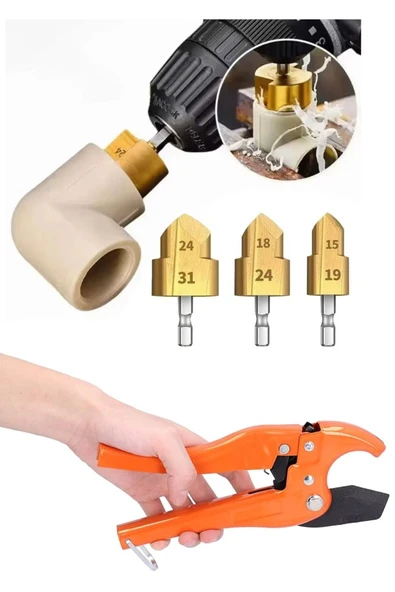 Depolife Pvc Boru Havşa PPRC Boru Tamir Onarımı Için 3 boy Matkap Rayba Boru Kesme Makası Delme Genişletme ürün görseli