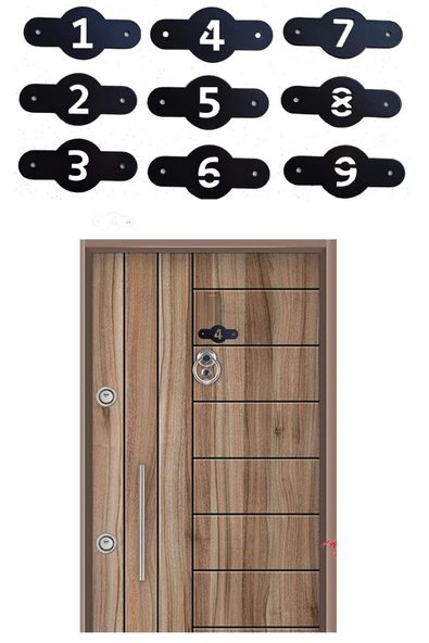 Depolife Kapı Duvar İsimliği Metal Kapı Önü Numarası 1-9 numara Siyah Daire ofis Kapı numarası Rakam Şablon