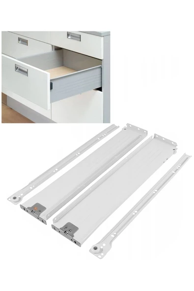 Depolife Metal Cekmece Kasası Mutfak Dolap Çekmece Raylı Kasa 400x85mm Metal Kenarlı Yanak ürün görseli