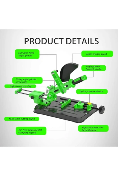 Depolife Açılı Kesme Ve Taşlama Standı Kızaklı 115/125mm Avuç Taşlama Makinesi Tezgahı Kayar Mil Mengeneli - 3