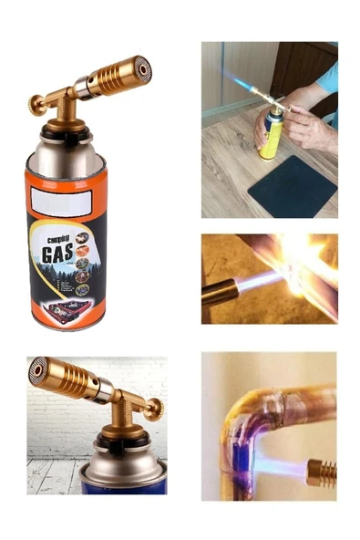 Depolife Tamirci Kaynak Şalama Pürmüzü Yüksek Alevli Metal Kafa Pürmüs Torch Ve 5li Kamp Gazı Seti 400ml - 7
