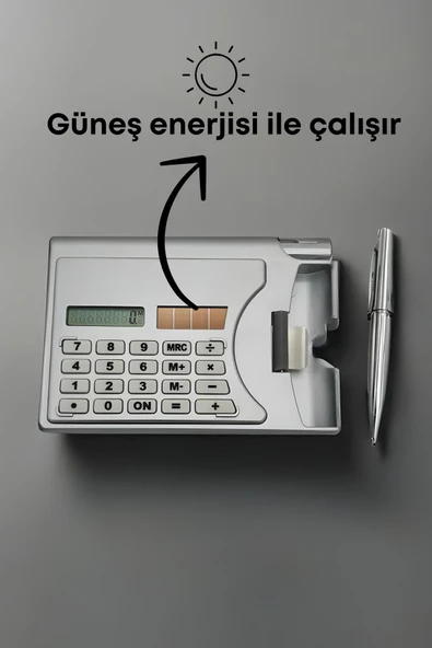 Depolife 50 Adet Taşınabilir Hesap Makinesi Güneş Enerjili Kartvizitlik Tükenmez Kalem Cep Tipi Calculator - 2