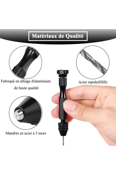 Depolife Mini El matkap 25li matkap ucu 0,5 – 3,0 mm Hassas el matkabı seti metal ahşap kuyumcu model yapımı - 7