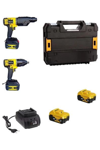 bull Şarjlı Darbeli Bijon Matkap Vidalama ve SDS Kırıcı Delici Hilti Seti 2 Makina 2 Akü Şarj Çanta - 3