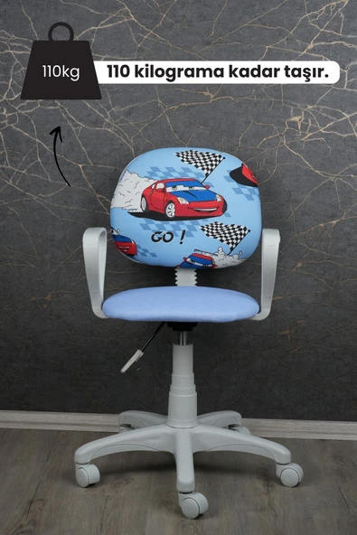 Depolife Çocuk Odası Sandalyesi Ders Çalışma Ofis Koltuğu Öğrenci Sandalye Beyaz Tekerli Yükseklik Ayarlı - 2