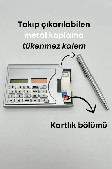 Depolife 100 Adet Taşınabilir Hesap Makinesi Güneş Enerjili Kartvizitlik Tükenmez Kalem Cep Tipi Calculator - 4