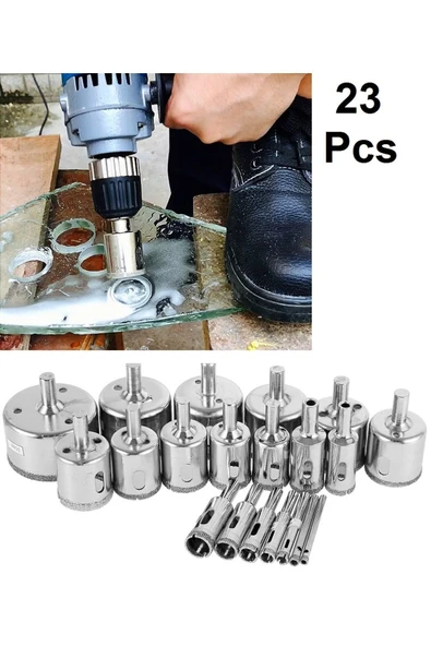 Depolife Elmaslı Boru Tipi Panc 23 Parça (3MM-60MM) Mermer Granit Fayans Cam Yuvarlak Delme Matkap Uyumlu - 4