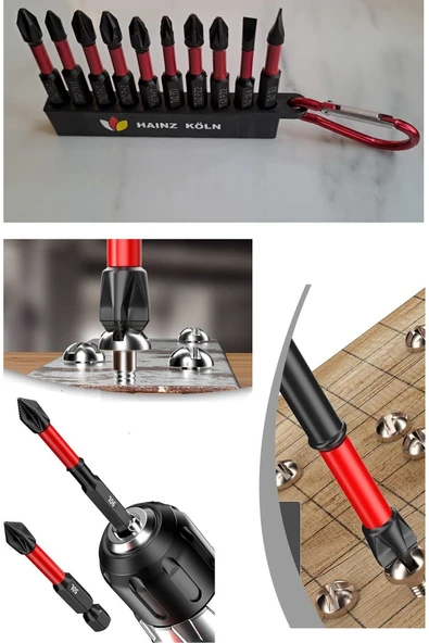 Depolife Bits Uç Matkap Ucu Tornavida Ucu Vidalama Ucu Yıldız Profesyonel 10 Lu Ph2 Pz2 Anahtarlıklı - 5