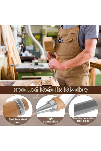 Depolife Ahşap Oyma iskarpela Kıvrık Alet seti Oval Düz Bükey Oyma yontma 4 lü Bıçak Seti Kuksa Kaşık Tas - 6