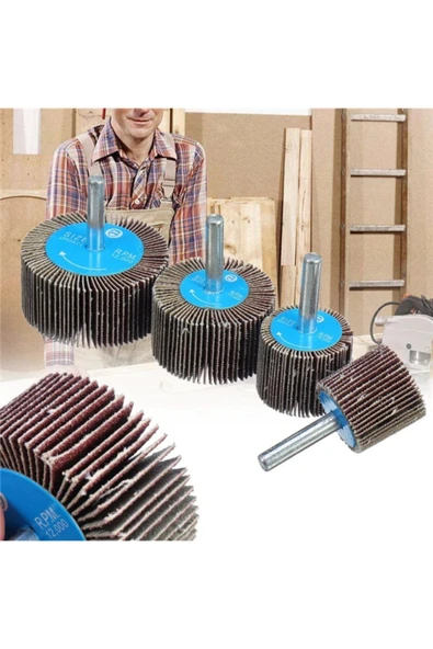 Depolife Mop Zımpara Saplı Silindir Zımpara Seti 5 Parça 60 Kum Daire Zımpara Takımı Ahşap Metal Zımparalama - 5