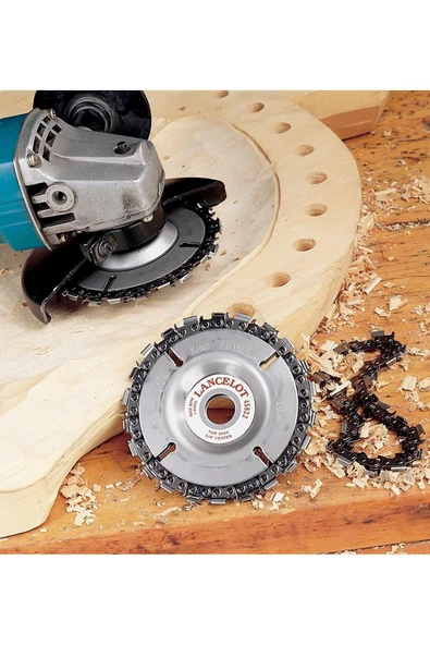 Depolife Zincirli Ahşap Oyma Ve Işleme Diski 115 Mm Talaş alma Zımpara bıçaklı disk - 1