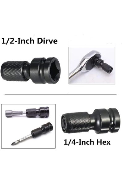 Depolife Torklu Somun Sıkma Bijon Sökme Darbeli Matkap için Bits Adaptörü 4lü Set Yaylı Ağır hizmet Mandreni - 6
