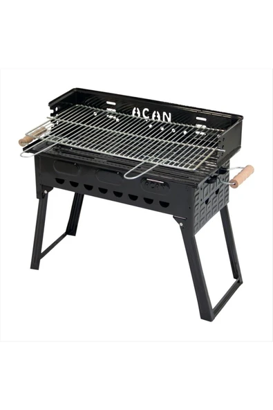 Açan Pervazlı Emaye Mangal P2 Büyük Boy Kömürlü Barbekü Çift Izgara Katlanır Ayaklı 27x44cm - 5