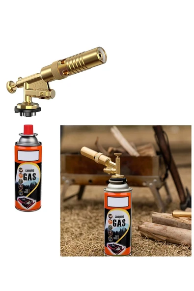 Depolife Çakmaklı Metal Pürmüz Kafası Kamp Gazı Seti Piknik Kamp Mangal Mutfak için 400ml Gaz ve Başlık - 2