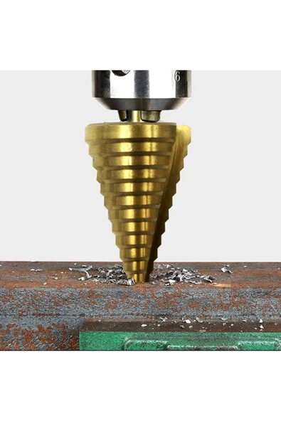 Depolife HSS Matkap Freze Uc Seti Pah Kırma Raybalama Kademeli Adım Delik Açma ucu Kozalak Kesici Titanyum - Resim 4