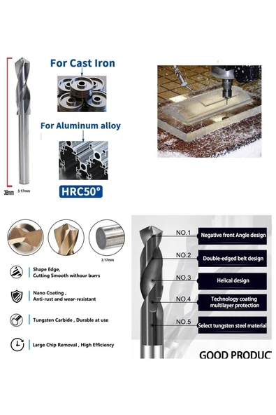 Depolife Cnc Metal Sondaj Tungsten Karbür 5mm Uc Matkap Delme Ucu Için Hard Drill Bıçak Makine Takımı - Resim 5