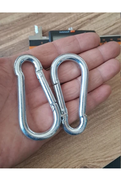 Depolife Çelik Yaylı Çelik Kanca 4 Adet Kara Bina Paslanmaz Karabina Seti Yaylı Klips Anahtarlı 8mm Kalınlık - 4