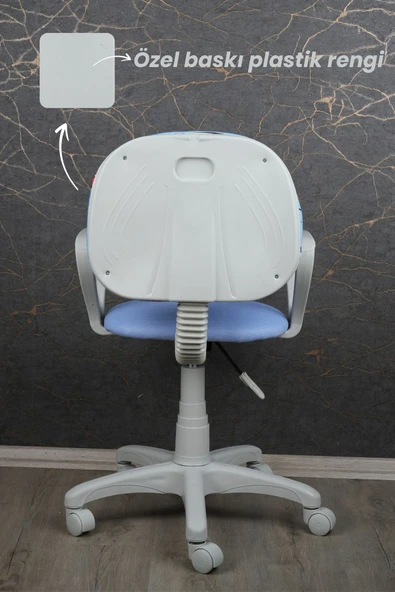 Depolife Çocuk Odası Sandalyesi Ders Çalışma Ofis Koltuğu Öğrenci Sandalye Beyaz Tekerli Yükseklik Ayarlı - 5