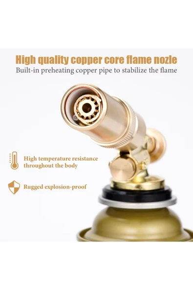 Depolife Çakmaklı Metal Pürmüz Kafası Kamp Gazı Seti Piknik Kamp Mangal Mutfak için 400ml Gaz ve Başlık - 5