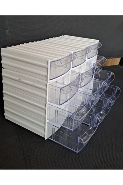 Depolife Şeffaf Çekmeceli Organizer Kutu 12 Kutu Dremel Gravür Boncuk Mücevher Saklama Kutusu düzenleyici - 5