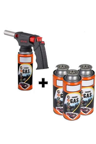 Depolife Tabanca Pürmüz Kafası Yüksek Alevli Torch 3 Adet Kamp Gazı Seti Alev Saplı çakmak Çakmaklı pürmüs