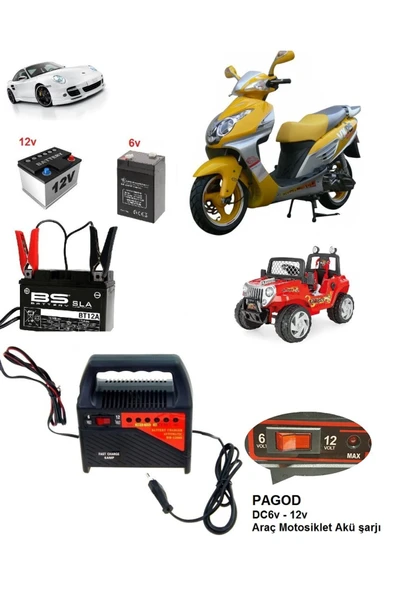Depolife Araba Motosiklet Tekne Aküleri Akülü çocuk araçları için 6 volt ve 12 Volt Akü Şarj Cihazı Korumalı - 3
