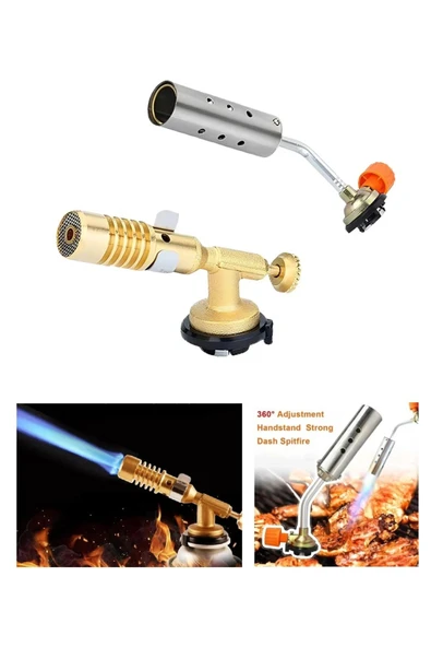 Depolife Kaynakcı Pürmüz 1300 derece alev gazlı Torch alev tabancası Prinç Tamirci Kaynak Başlığı 2 çeşit - 1