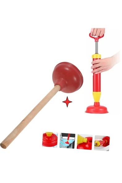 Depolife Klozet sifon Banyo evye vakum pompası kaucuk başlık güçlü vakum pompa küvet tıkanık açma pompa 3lü - 1