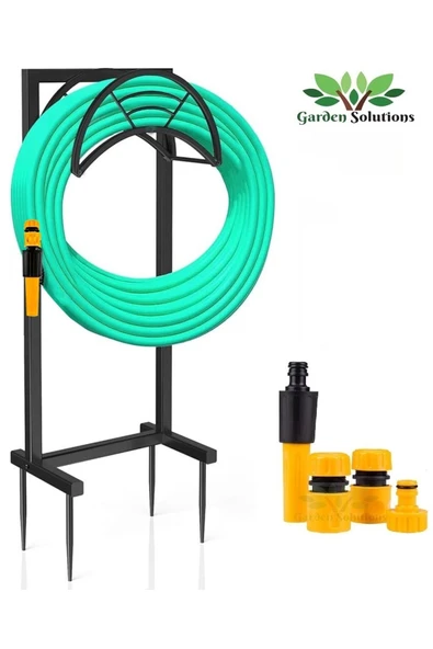 Depolife Bahçe Hortum Askı Aparatı Hortum Sarma Standı Su Hortum Dolama Makarası Sprey Başlık Seti - 1