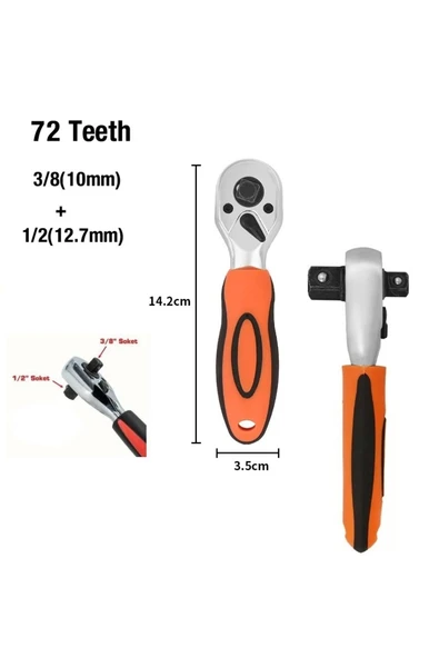 Depolife Cırcır Kollu Lokma Anahtarı 1/2 ve 3/8 Fonksionel lokma anahtarı 2si bir arada cırcırlı kol - 6