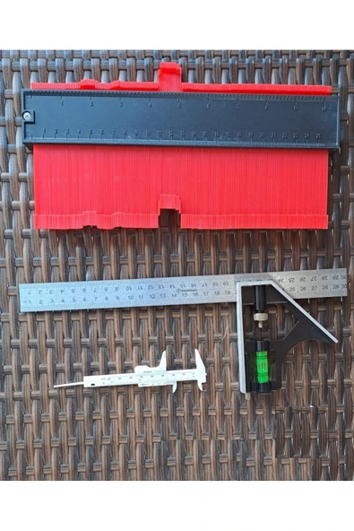 Depolife Su terazili ayarlı Kombine cetvel Açı ölçer Kalıp Tarağı Kumpas Marangoz Mühendis 45°/90° 300mm - 5