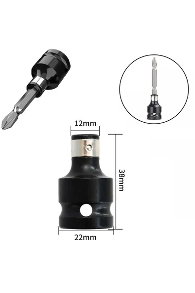Depolife Torklu bijon Somun Sökme Darbeli Matkap için Bits altıgen Adaptör 4lü Set Yaylı Ağır hizmet Mandreni - 6