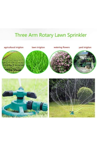 WUVERA Ayarlanabilir Otomatik 360° Dönebilen 12 Kanal Nozullu Çim Bahçe Sulama Sprinkler Fıskiye - 5