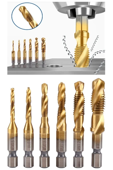 Depolife Klavuz Seti Bits sapı Matkap veya Kılavuz Kol ile kullanım M3 M4 M5 M6 M8 M10 Ahşap metal derlin pah - Resim 6