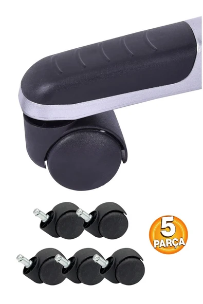 Depolife Ofis Büro Koltuk Tekerleği 5 Adet Sekmanlı Teker Ayak Için Siyah Çalışma Koltuğu Yedek Parça ürün görseli