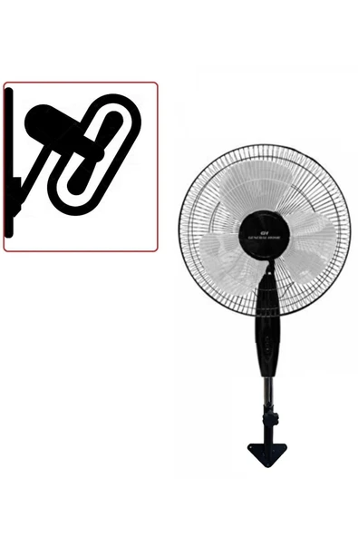 Depolife Duvar Montajlı Hava Vantilatörü Döner Kafa Duvar Için Pervane 40cm 55w Siyah Rüzgar Fanı ürün görseli