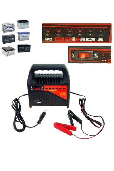 Depolife Araç aküsü ups aküsü güç Kaynağı Aküsü Tekne Akülü araba Şarj Cihazı 6volt 12 volt 6 amper - 4